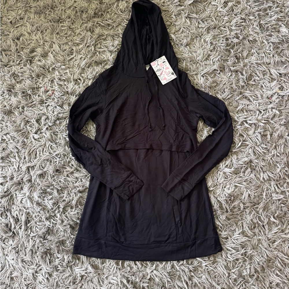 Latched Mama Nursing Black Hooded Sweatshirt